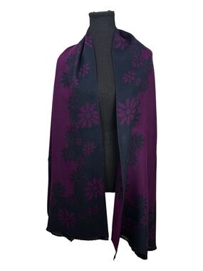 Pashmina 100% Cashmere Shawl Scarf Purple Black Floral Wrap Soft Luxury Fringe